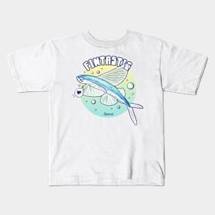 Fintastic flying fish pun Kids T-Shirt